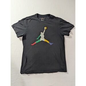 Modern Nike Jordan Jumpman 23 T-Shirt Small Black VTG STYLE Faded TearThrashed
